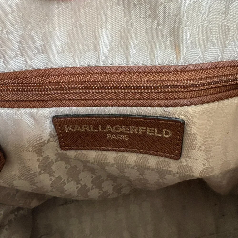 Karl Lagerfeld Paris Brown Monogram Large Paris Suki Tote Luxury Streetwear Chic